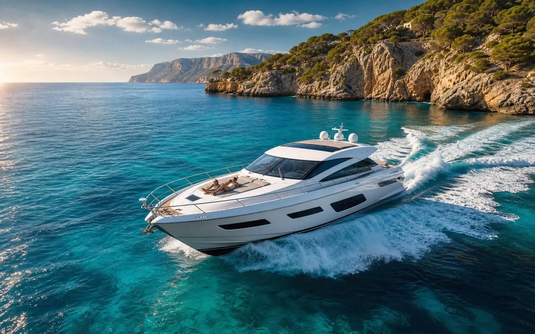 Luxus-Motoryacht in der Bucht von Mallorca